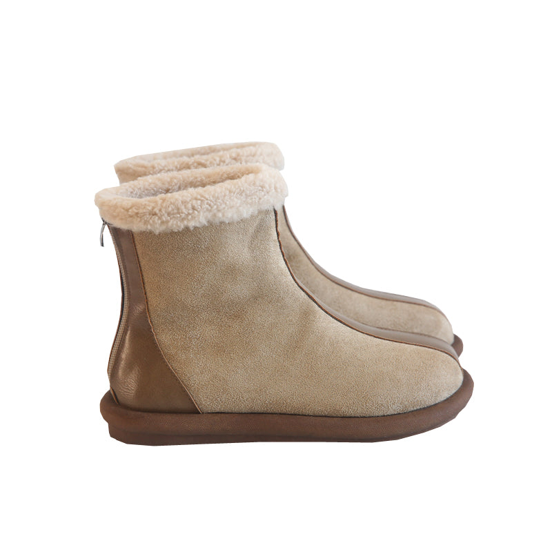 Women Retro Patchwork Winter Fleece Snow Boots-RAIIFY