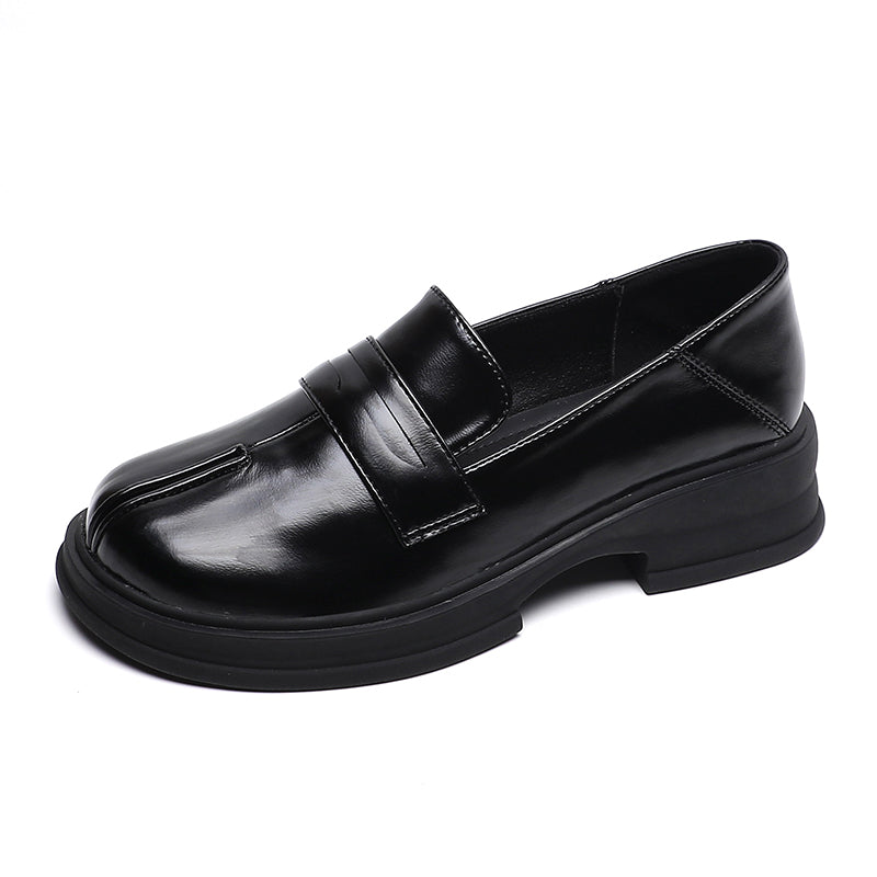 Women Retro Leather Thick Soled Casual Loafers-RAIIFY