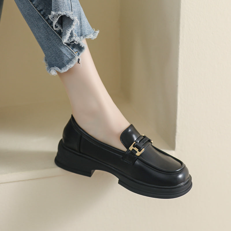 Women Retro Casual Soft Leather Thick Soled Loafers-RAIIFY