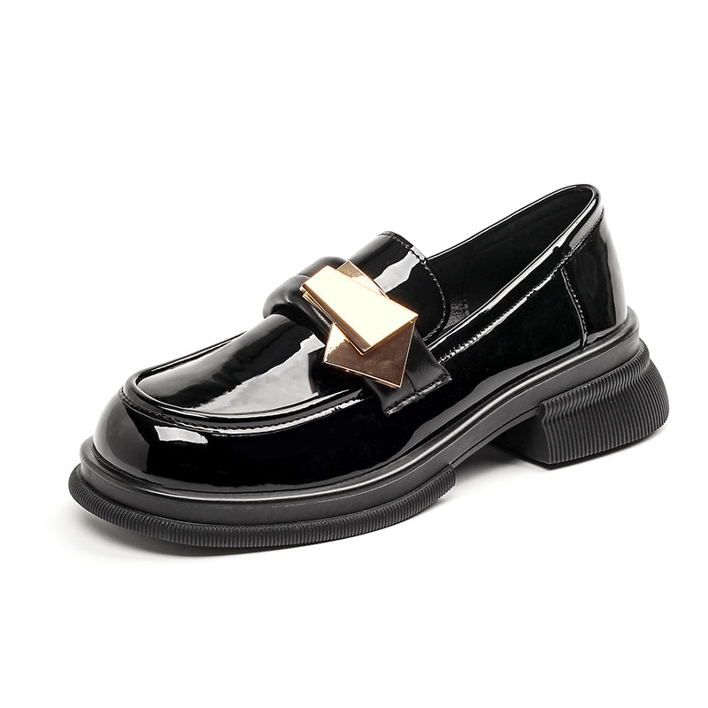 Women Casual Thick Sole Glossy Loafers-RAIIFY