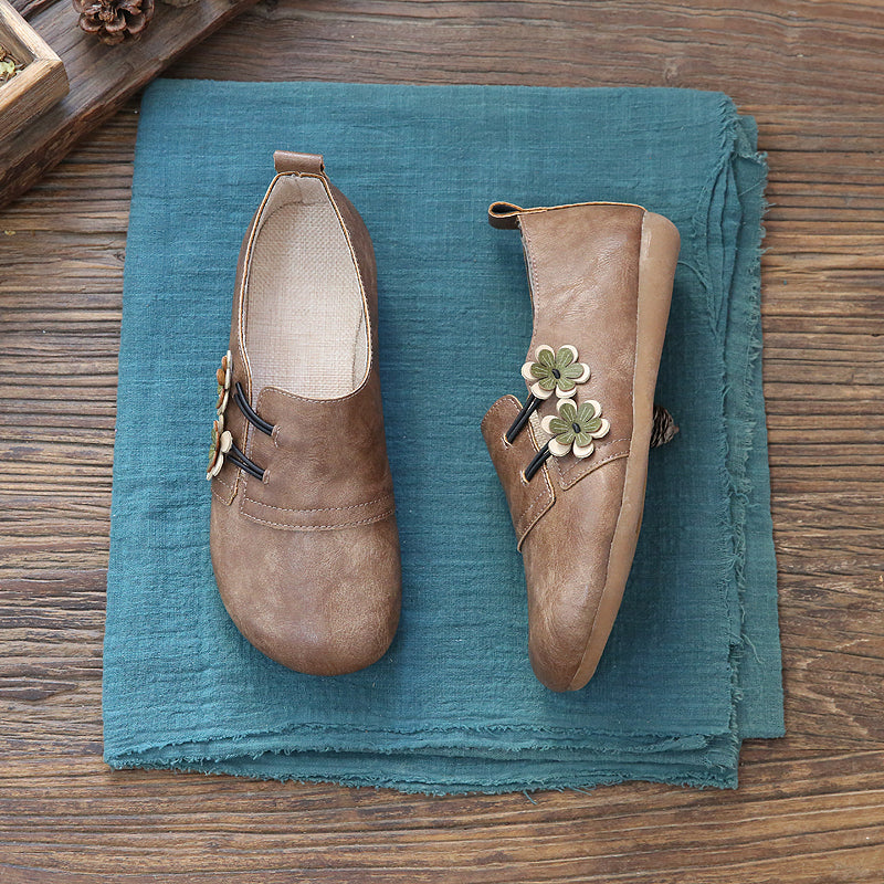 Women Retro Flats Comfort Soft Casual Shoes-RAIIFY