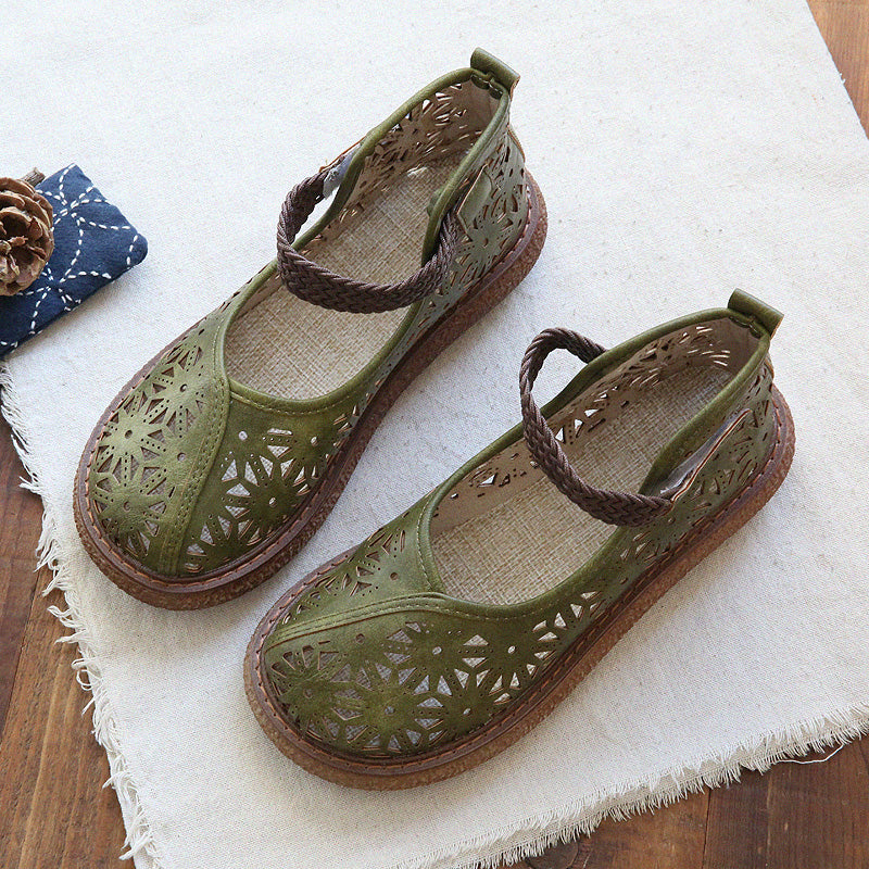 Women Summer Hollow Retro Flat Casual Sandals-RAIIFY