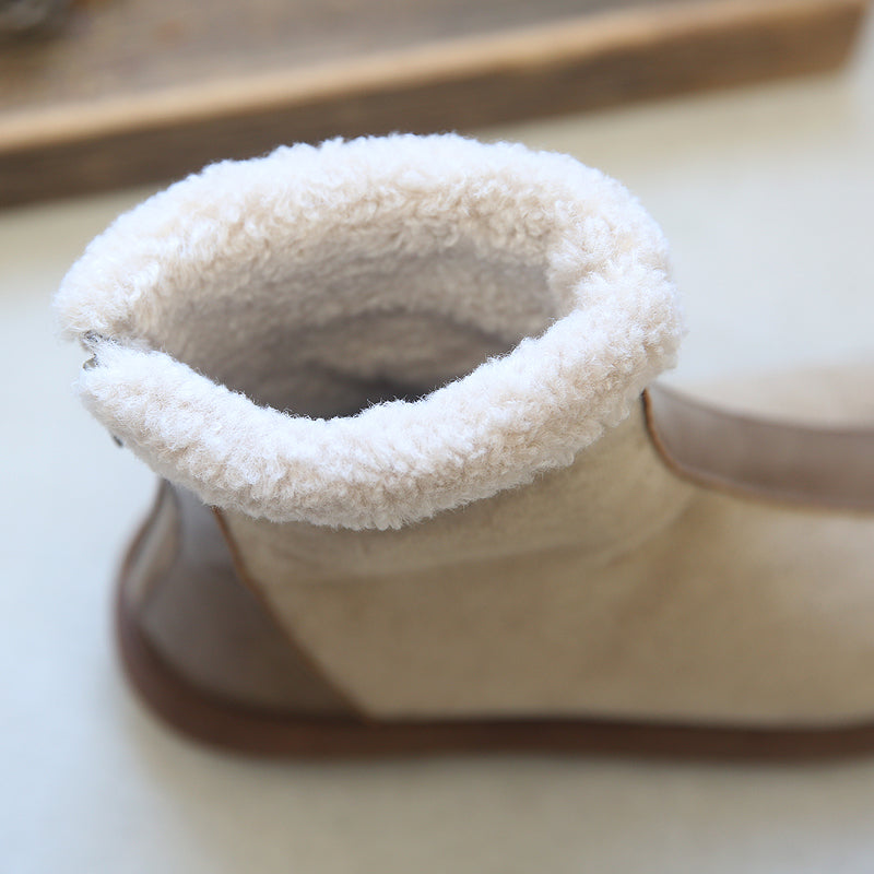 Women Retro Patchwork Winter Fleece Snow Boots-RAIIFY
