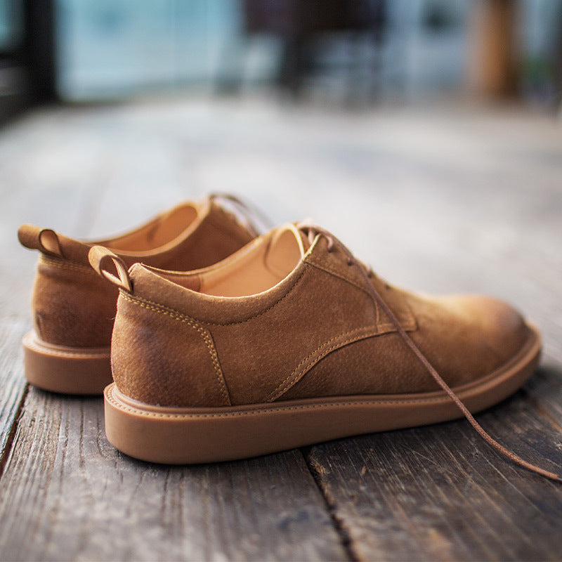 Men Solid Flat Leather Flat Casual Shoes-RAIIFY