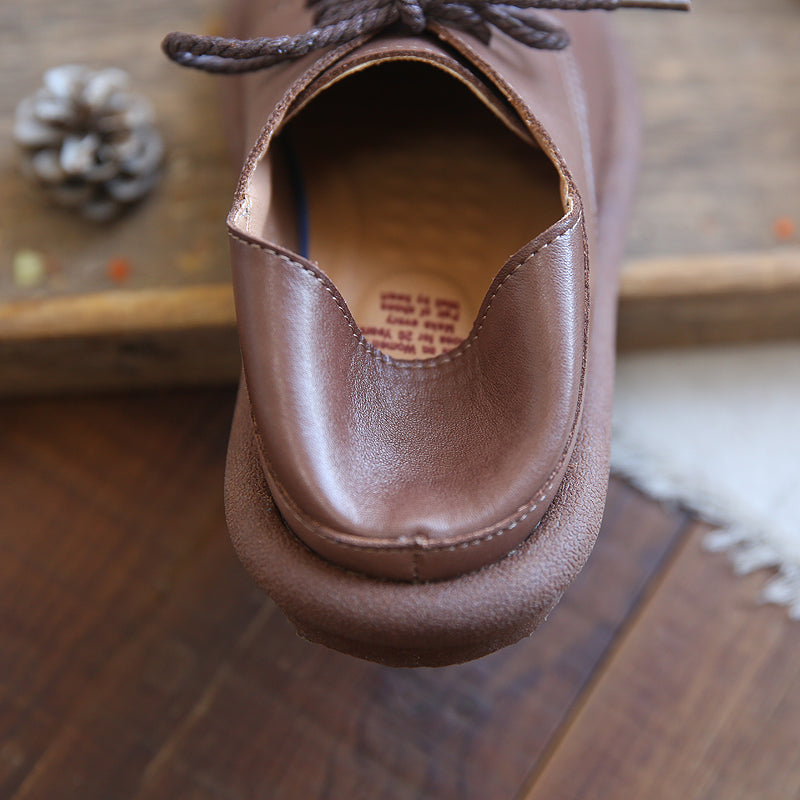 Women Retro Casual Leather Flat Loafers-RAIIFY