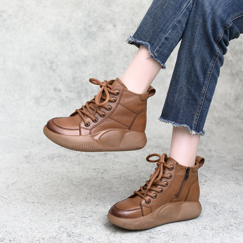Women Retro Leather Handmade Ankle Boots-RAIIFY