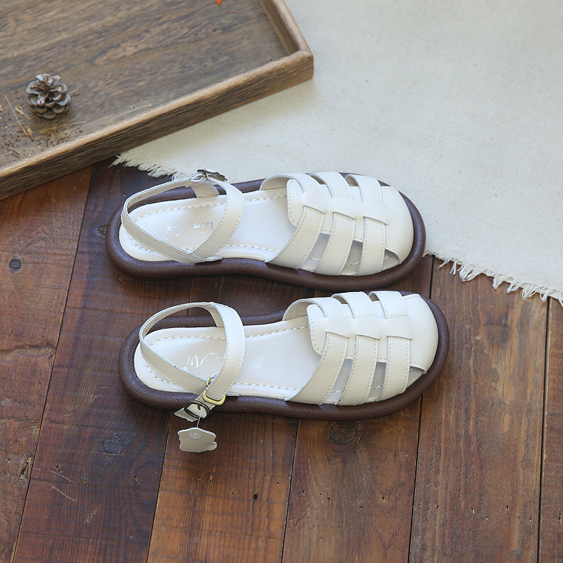 Women Casual Handcraft Plaited Leather Flat Summer Sandals-RAIIFY