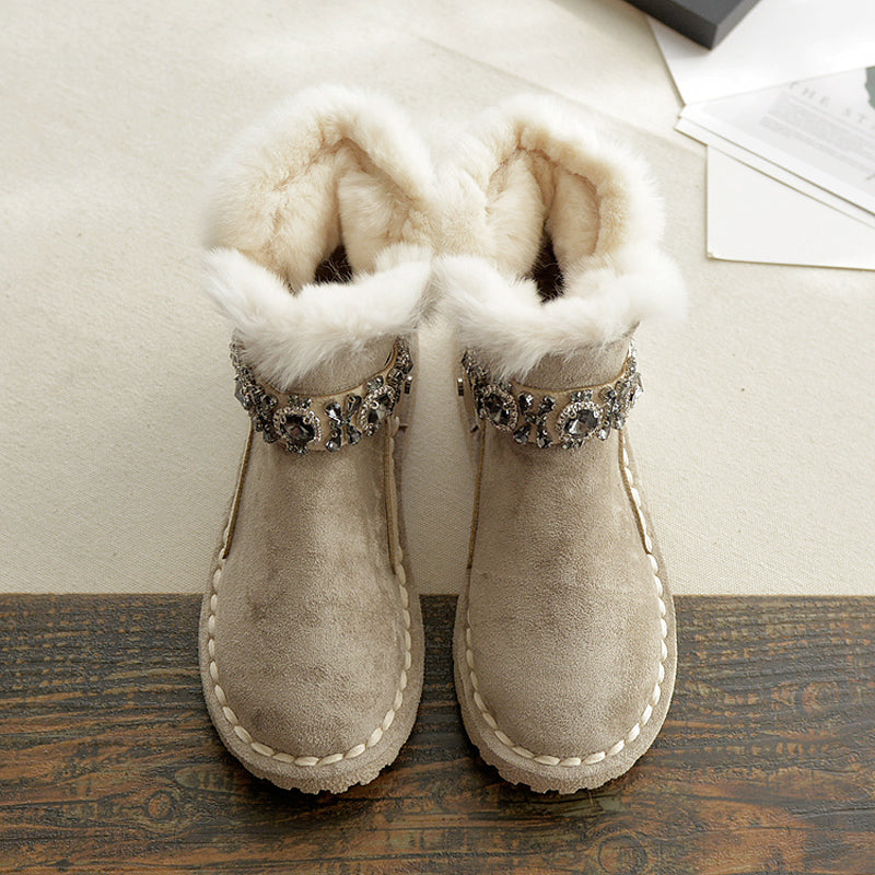 Women Casual Fashion Furred Flat Snow Boots-RAIIFY