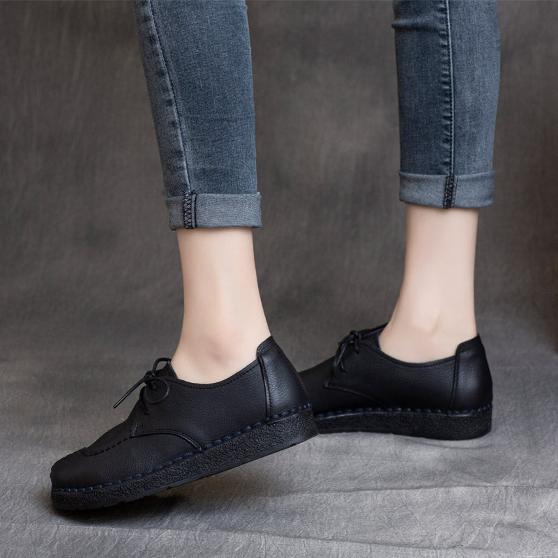 Women Autumn Retro Leather Handmade Casual Shoes-RAIIFY