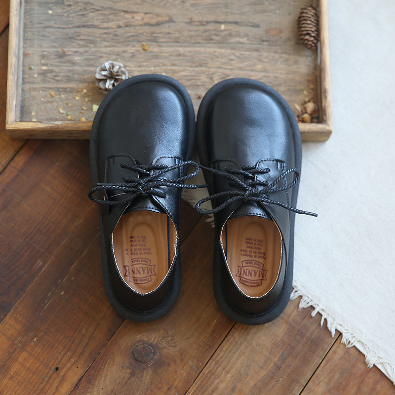 Women Retro Casual Leather Flat Loafers-RAIIFY