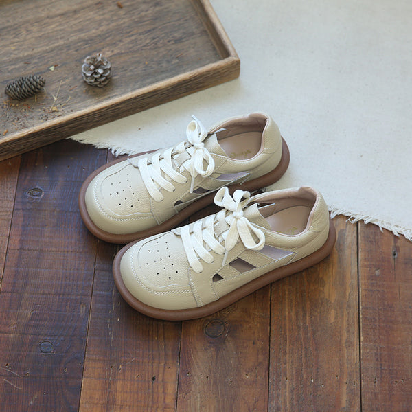 Women Summer Genuine Leather Hollow Out Shoes