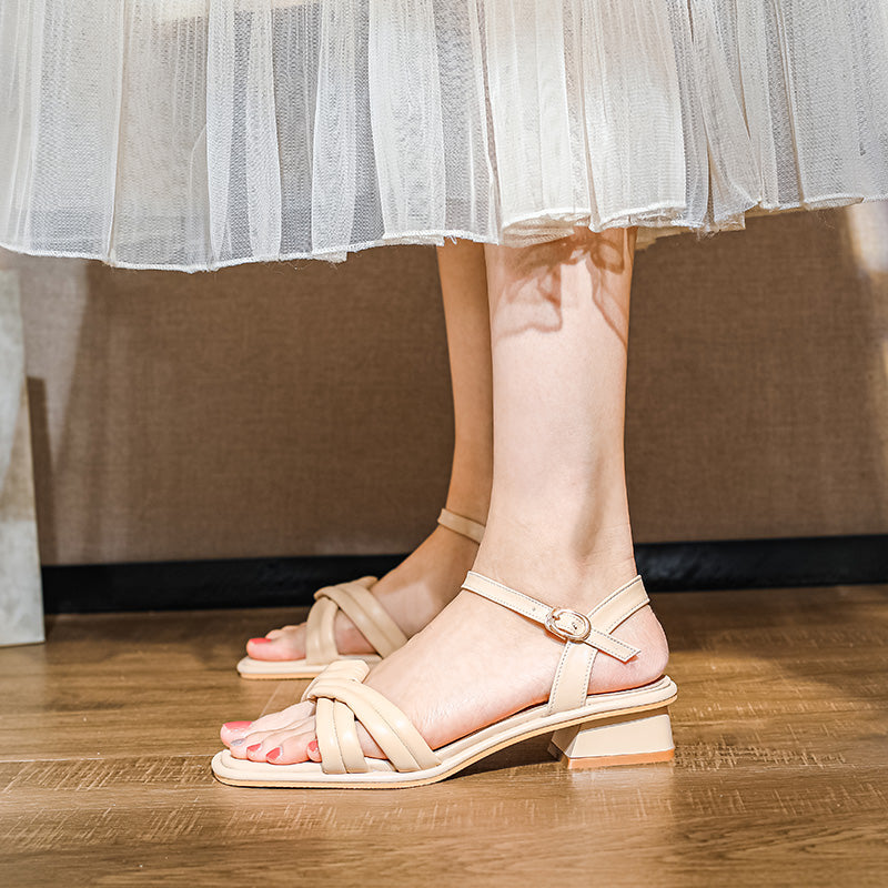 Women Summer Soft Leather Minimalist Casual Sandals-RAIIFY