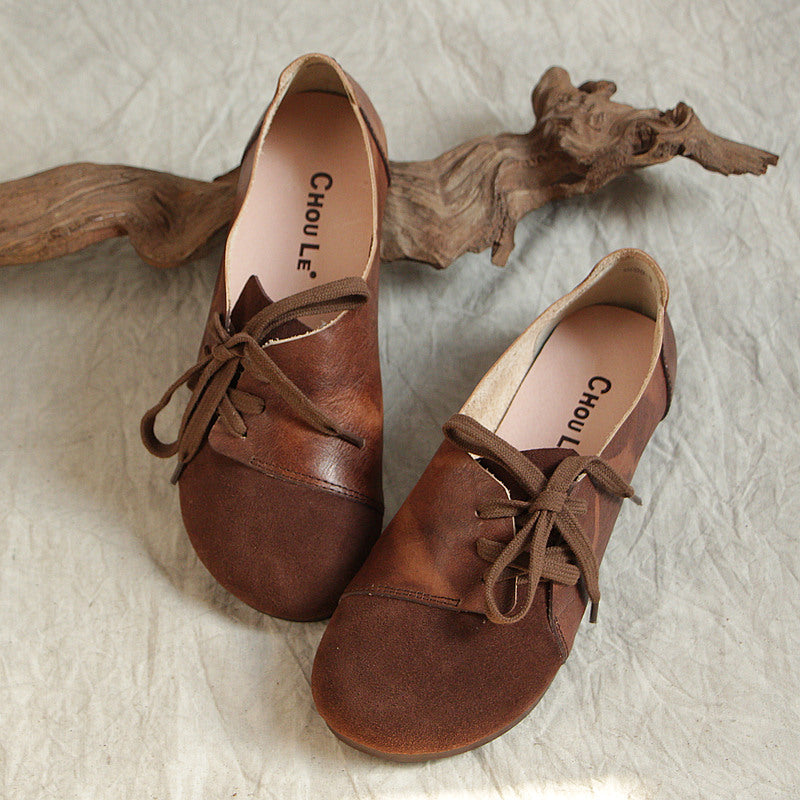 Women Retro Leather Handmade Casual Loafers-RAIIFY
