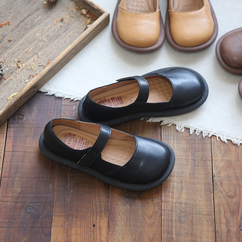 Women Retro Minimalist Leather Flat Causal Shoes-RAIIFY