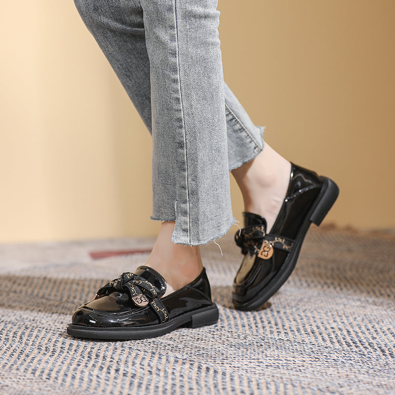 Women Glossy Leather Fashion Loafers-RAIIFY