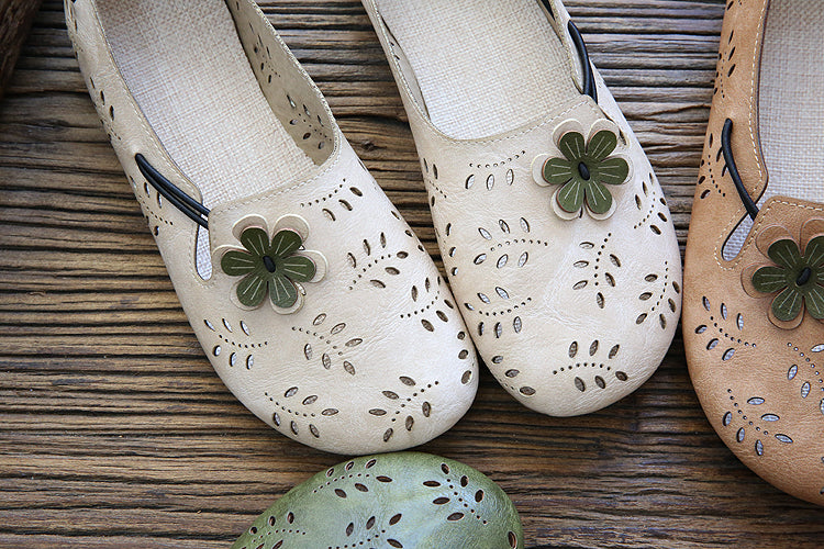 Women Summer Flowers Hollow Casual Flats Shoes-RAIIFY