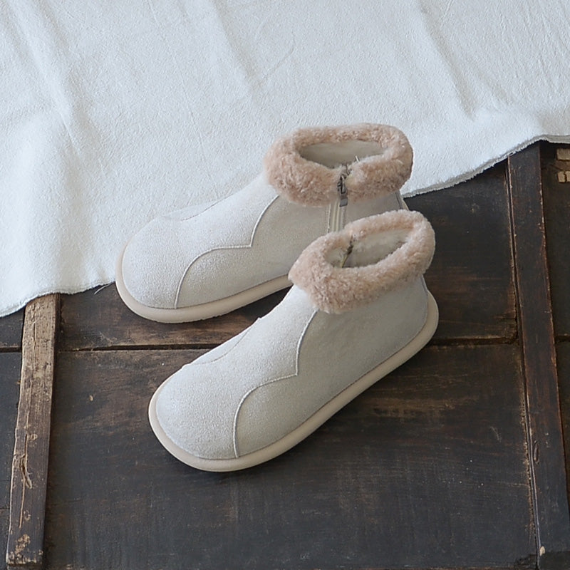 Women Retro Minimalist Flat Winter Snow Boots-RAIIFY
