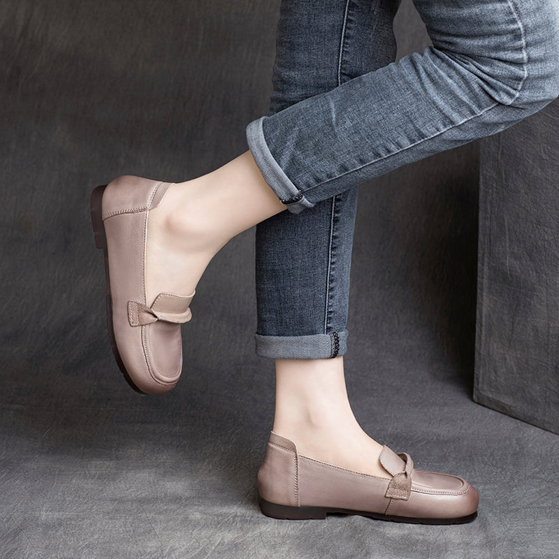 Women Summer Leather Retro Soft Casual Loafers-RAIIFY