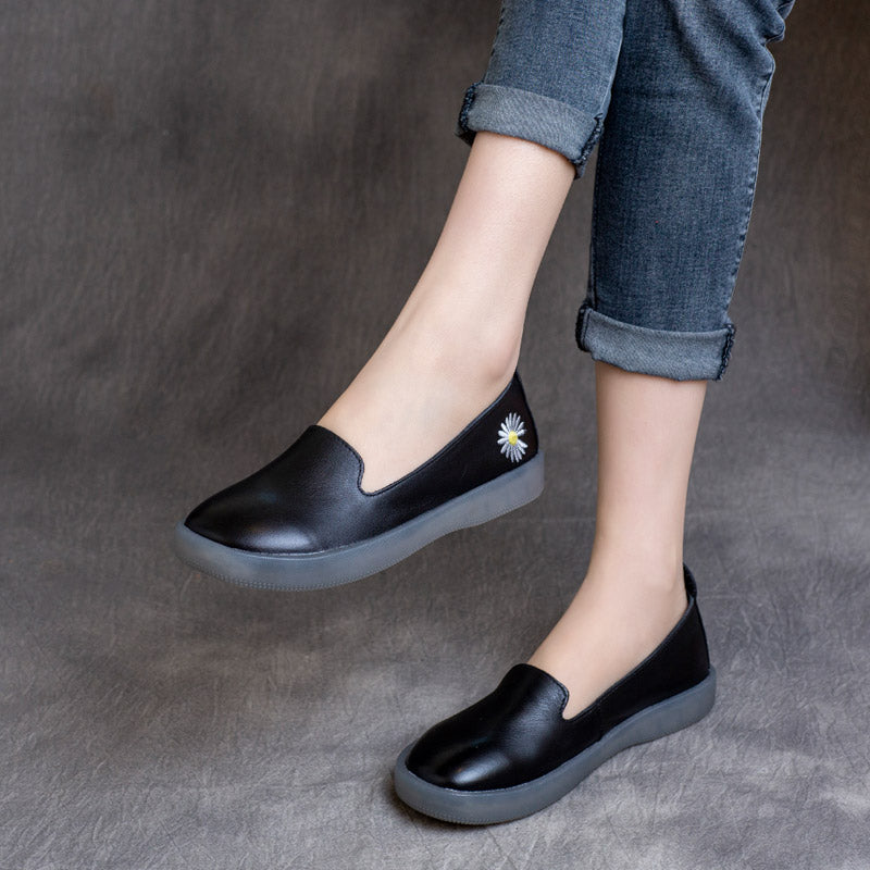 Women Minimalist Casual Leather Soft Flats-RAIIFY