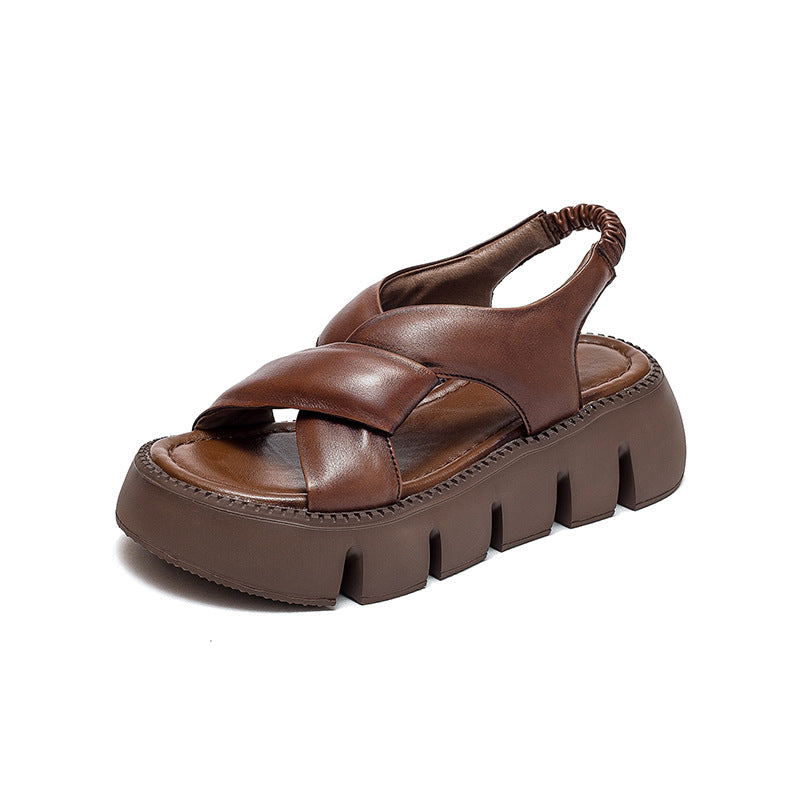Women Summer Platform Casual Leather Sandals-RAIIFY