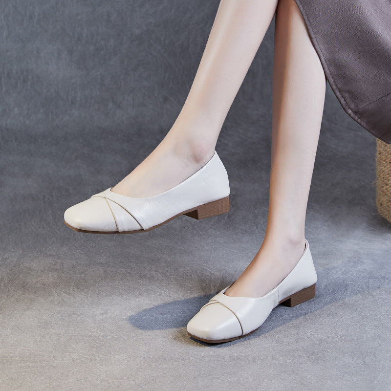 Women Minimalist Soft Leather Casual Flats Shoes-RAIIFY