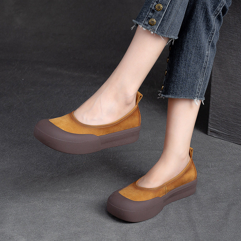 Women Retro Leather Soft Flats Shoes-RAIIFY