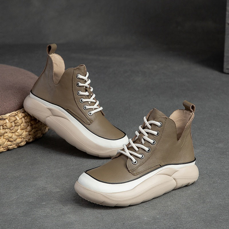 Women Fashion Casual Leather Ankle Boots-RAIIFY