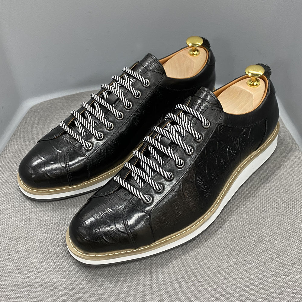 Men Retro Figured Leather Casual Shoes-RAIIFY