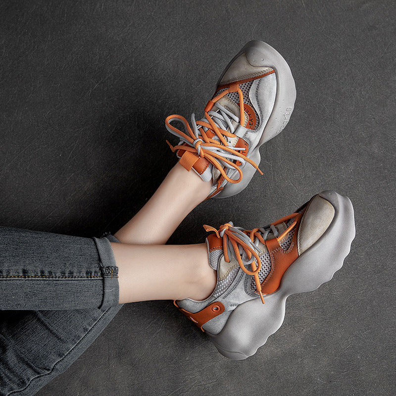 Women Retro Breathable Patchwork Platform Sneakers-RAIIFY
