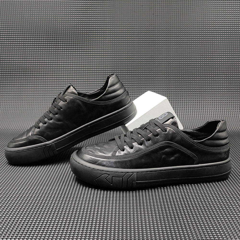 Men Solid Minimalist Leather Flat Casual Shoes-RAIIFY