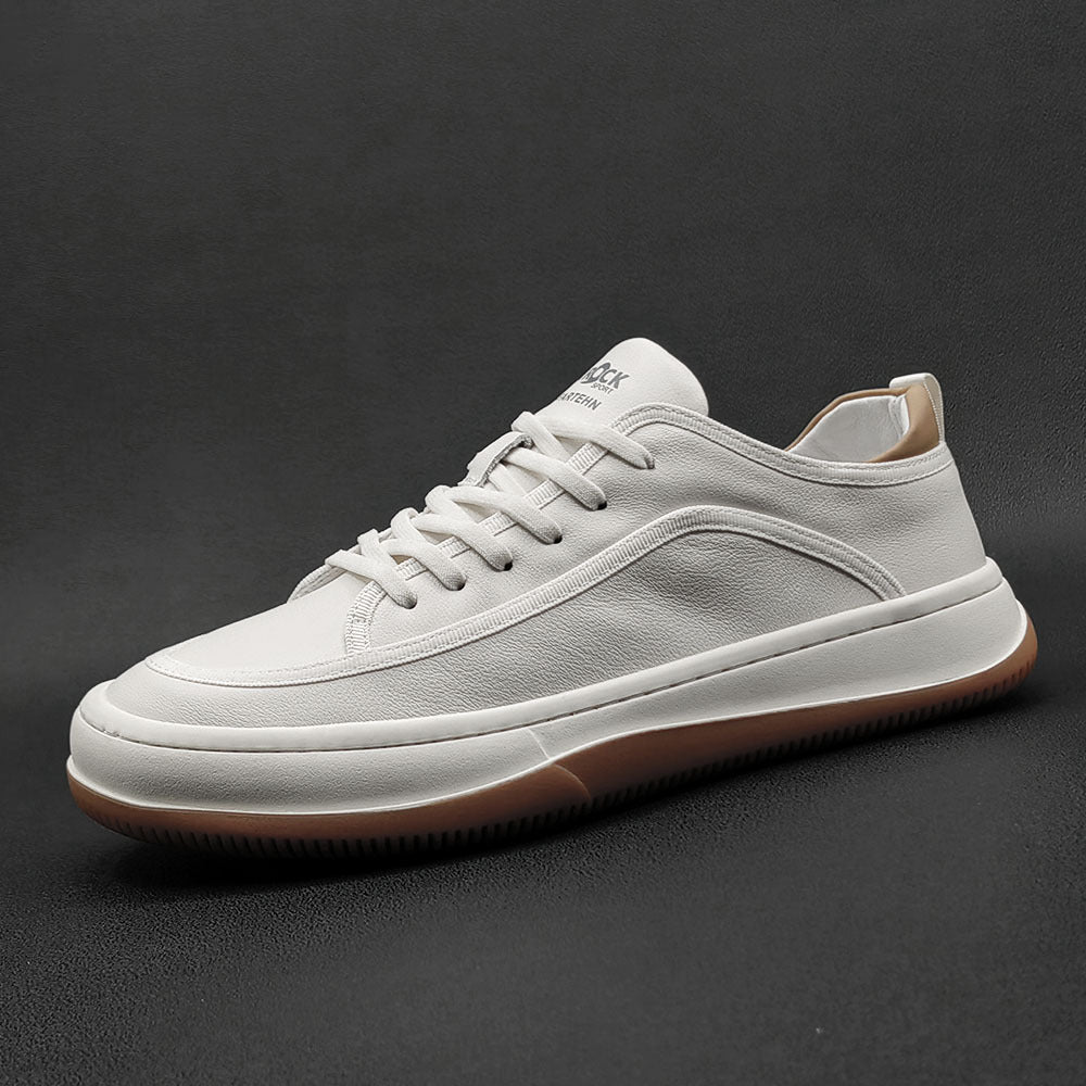 Men Leather Casual Fashion Solid Flat Sneakers-RAIIFY