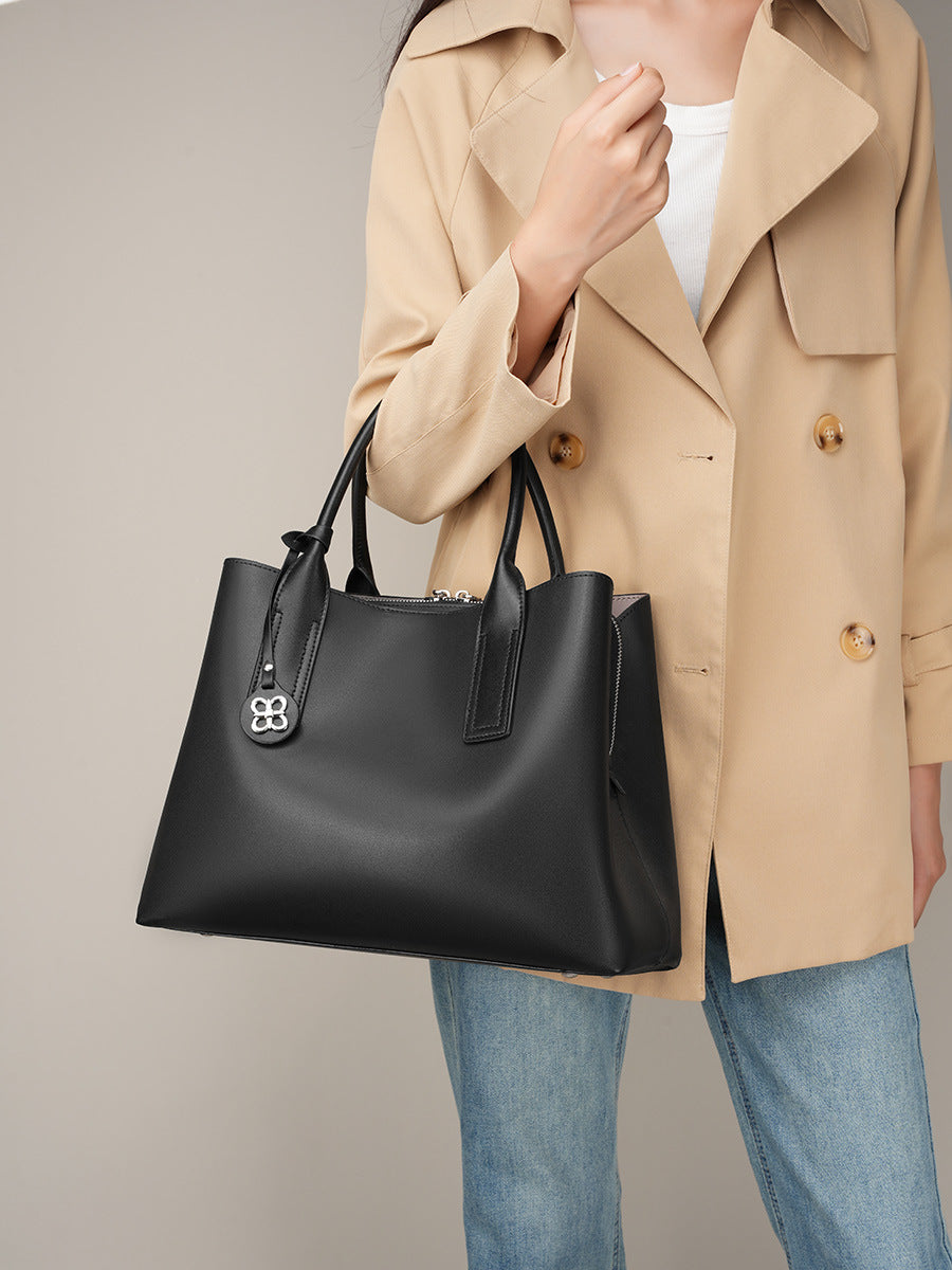 Women Minimalist Fashion Soft Leather Tote Shoulder Bag-RAIIFY