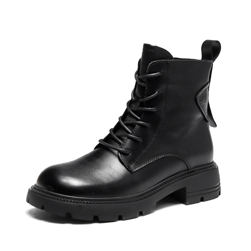 Women Retro Patchwork leather Combat Boots-RAIIFY