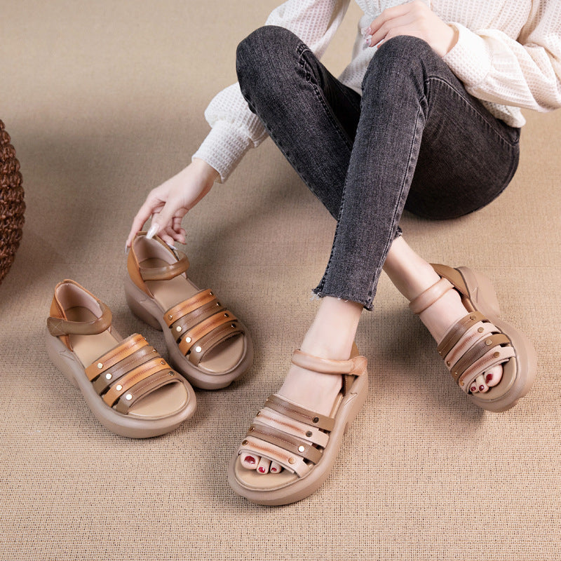 Women Summer Leather Soft Casual Sandals-RAIIFY