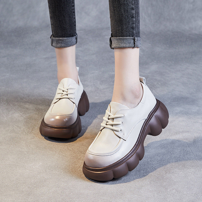 Women Minimalist Leather Casual Platform Loafers-RAIIFY