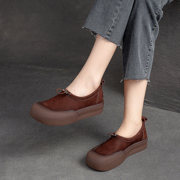 Women Casual Summer Solid Soft Leather Flat Shoes