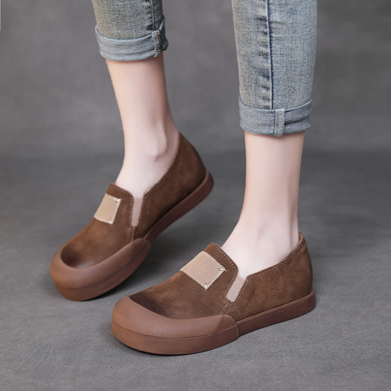 Women Retro Minimalist Leather Casual Shoes-RAIIFY