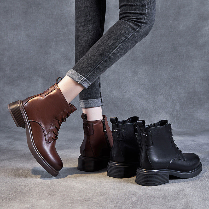 Women Minimalist Retro Soft Leather Ankle Boots-RAIIFY