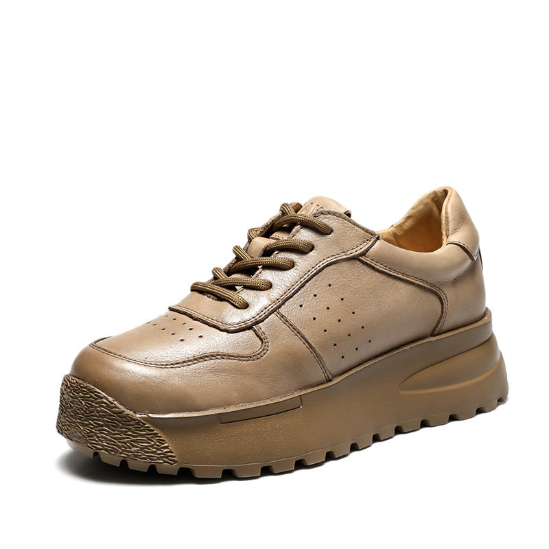 Women Retro Thick Sole Leather Casual Shoes-RAIIFY