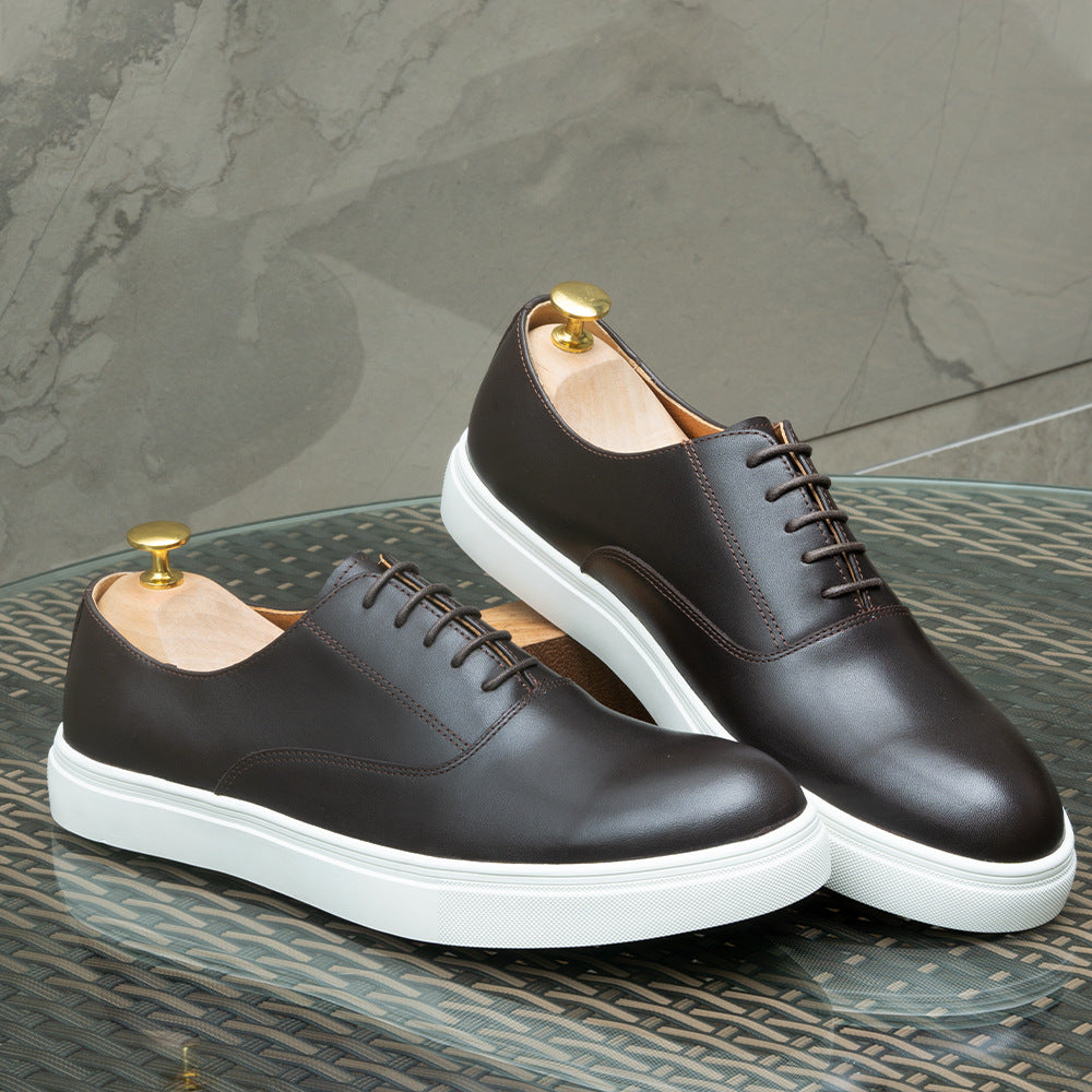 Men Solid Glossy Leather Fashion Casual Shoes-RAIIFY