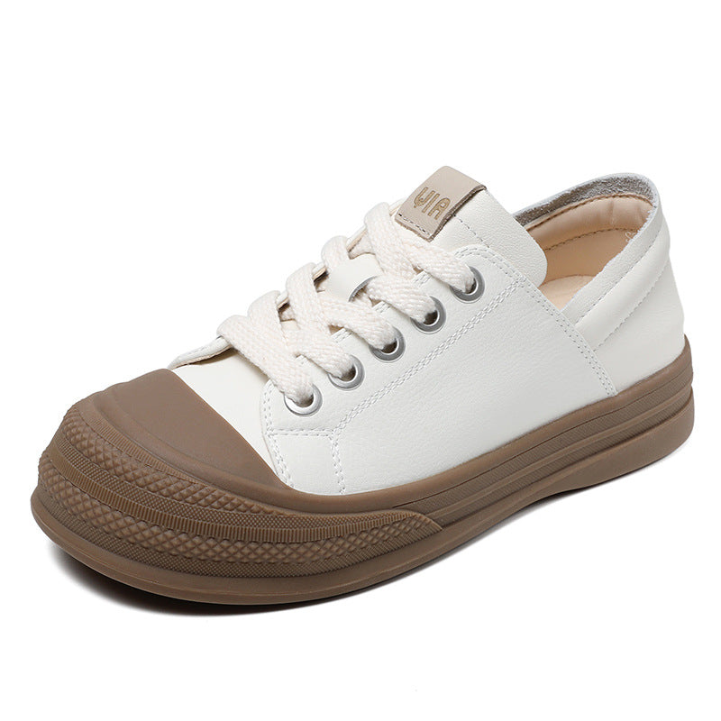 Women Minimalist Fashion Flat Soft Leather Casual Shoes-RAIIFY