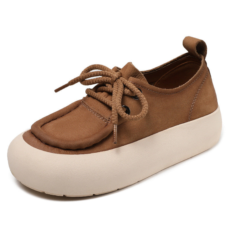 Women Minimalist Leather Flat Casual Shoes-RAIIFY