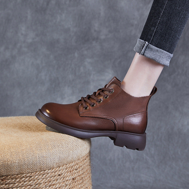 Women Minimalist Soft Cowhide Leather Ankle Boots-RAIIFY