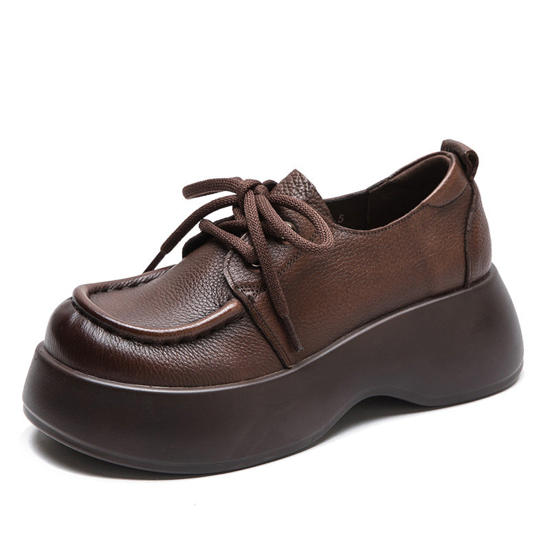 Women Minimalist Soft Leather Thick Soled Casual Shoes-RAIIFY