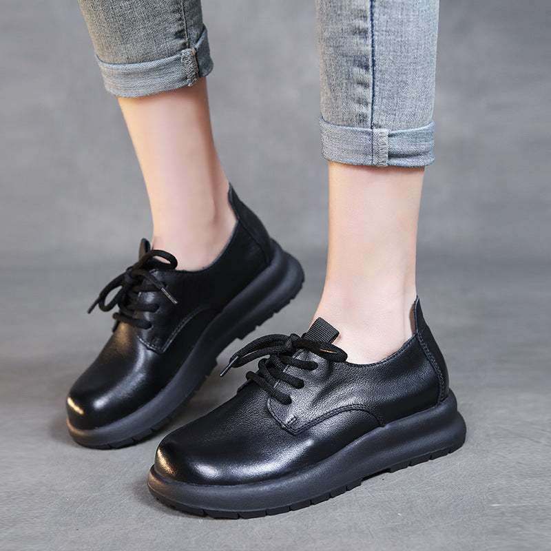 Women Soft Solid Leather Minimalist Casual Shoes-RAIIFY