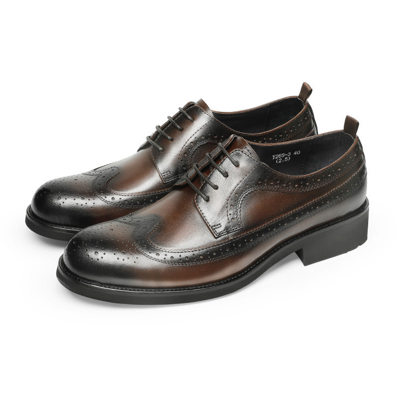 Men Classic Embossing Patchwork Cowhide Oxford Shoes-RAIIFY