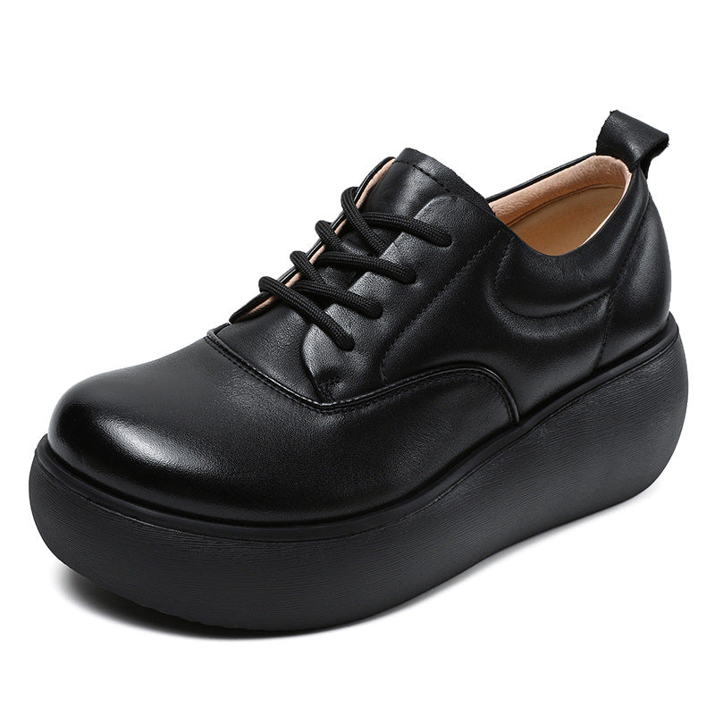 Women Retro Minimalist Leather Comfort Platform Casual Shoes-RAIIFY