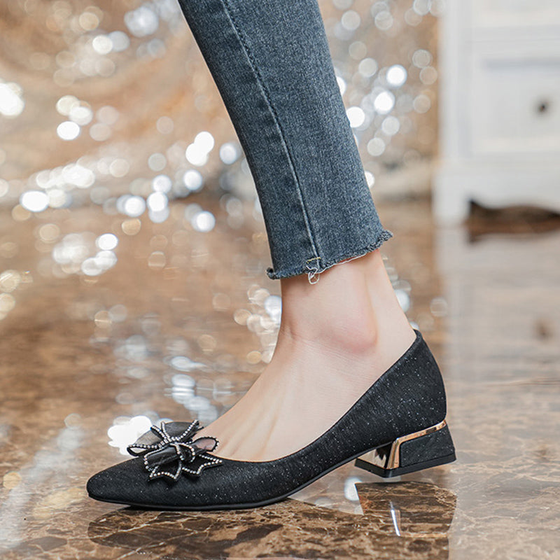 Women Stylish Pointed Toe Casual Chunky Heel Pumps-RAIIFY