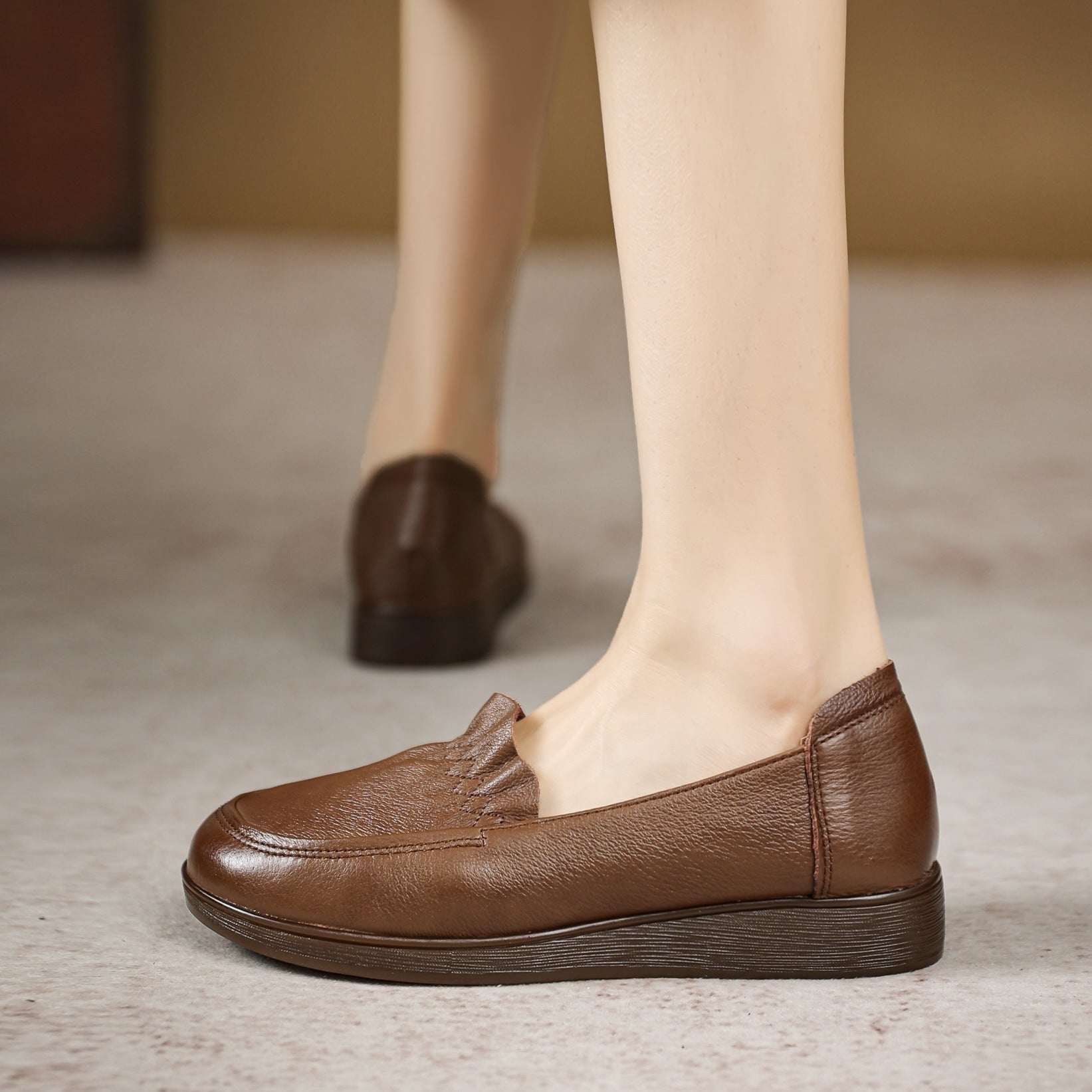 Women Retro Leather Soft Antislip Casual Shoes-RAIIFY