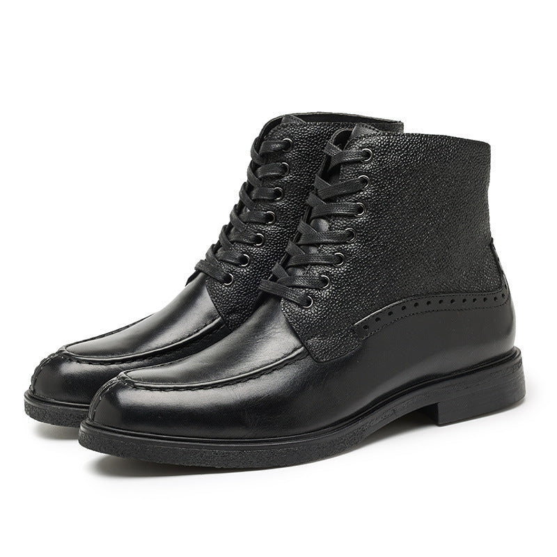 Men Retro Trend Carved Leather Boots-RAIIFY